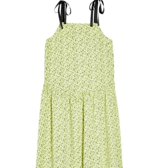 NWT Topshop Floral Print Drop Waist MIDI Dress, Size 6 US Women’s “Lime” Color - Picture 5 of 14